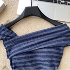 Vintage Off-shoulder Striped Top
