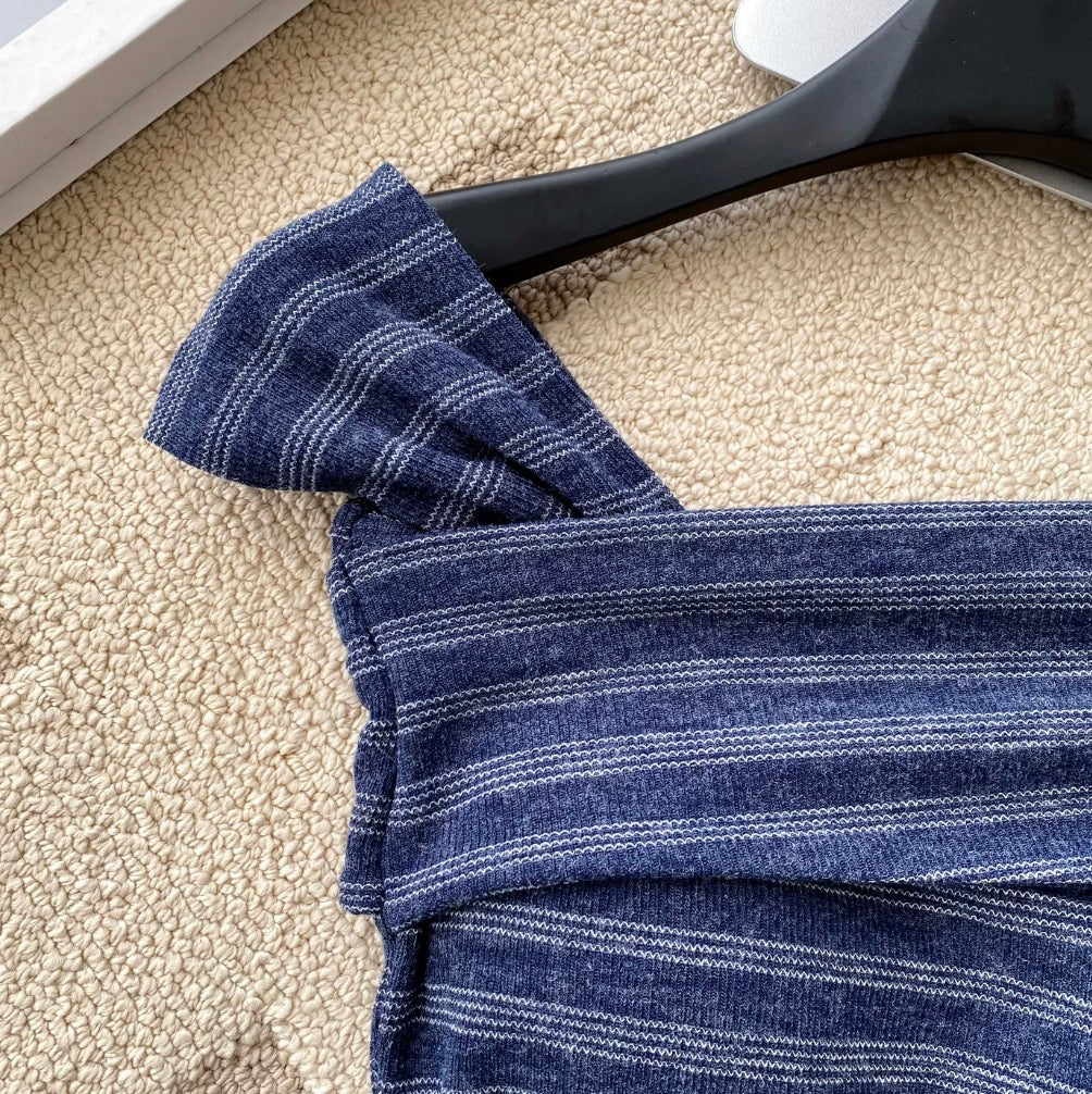 Vintage Off-shoulder Striped Top
