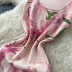 Pink Floral Print Vest Dress
