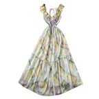 Colorful Tie-dye Lace-up Dress