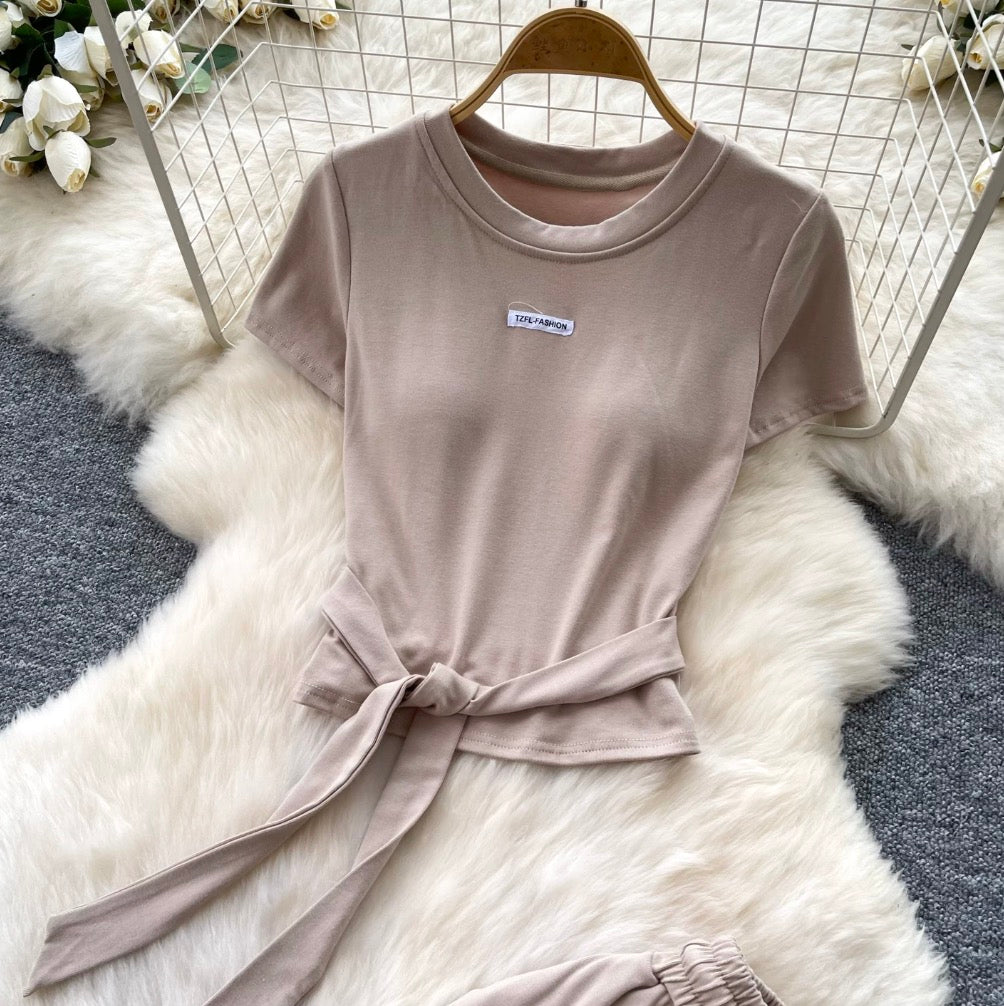 Padded T-shirt & Casual Trousers 2Pcs