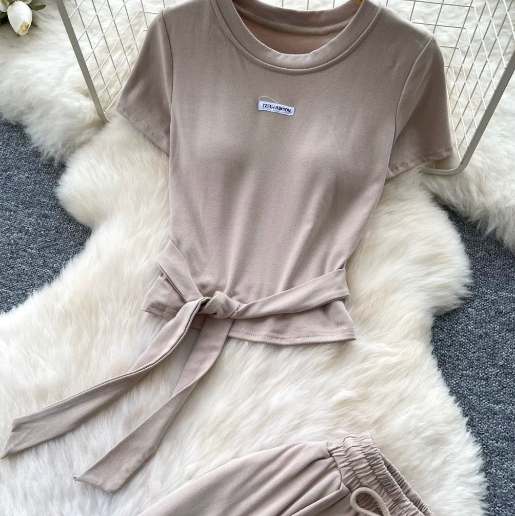 Padded T-shirt & Casual Trousers 2Pcs