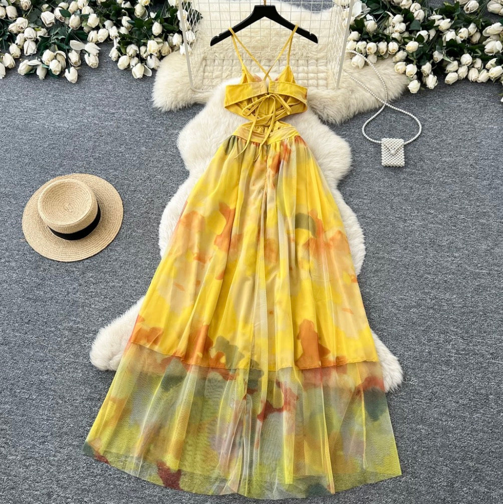 Sweetie Tie-dye Mesh Slip Dress