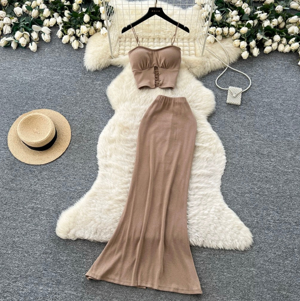 Padded Camisole & Fishtail Skirt 2Pcs