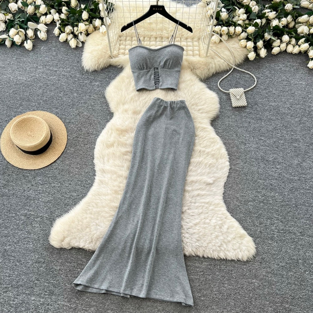 Padded Camisole & Fishtail Skirt 2Pcs
