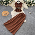 Vest & A-line Skirts OL 2Pcs