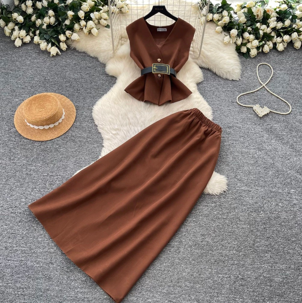 Vest & A-line Skirts OL 2Pcs