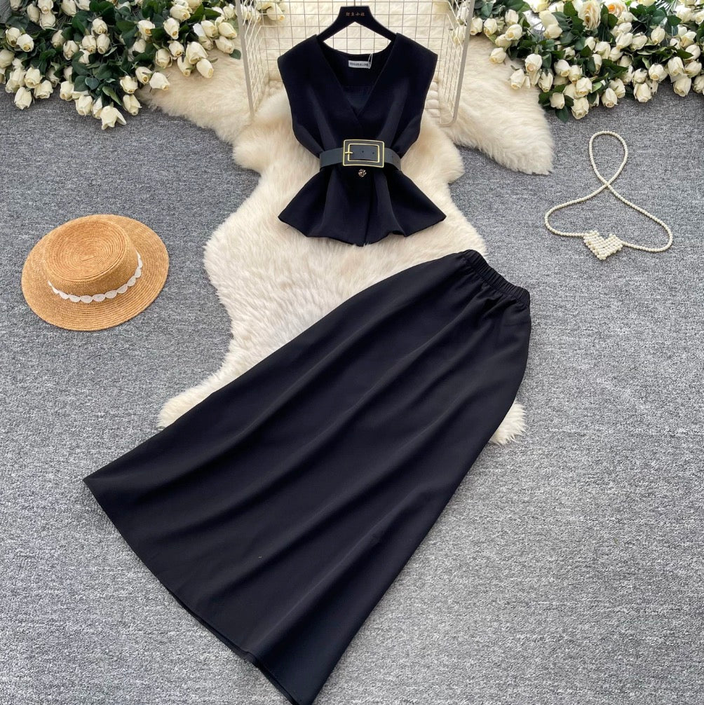 Vest & A-line Skirts OL 2Pcs