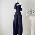 Camisole & Scarf & Trousers Chic Denim 3Pcs