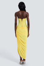 Jersey Off-Shoulder Ruch Midi Dress