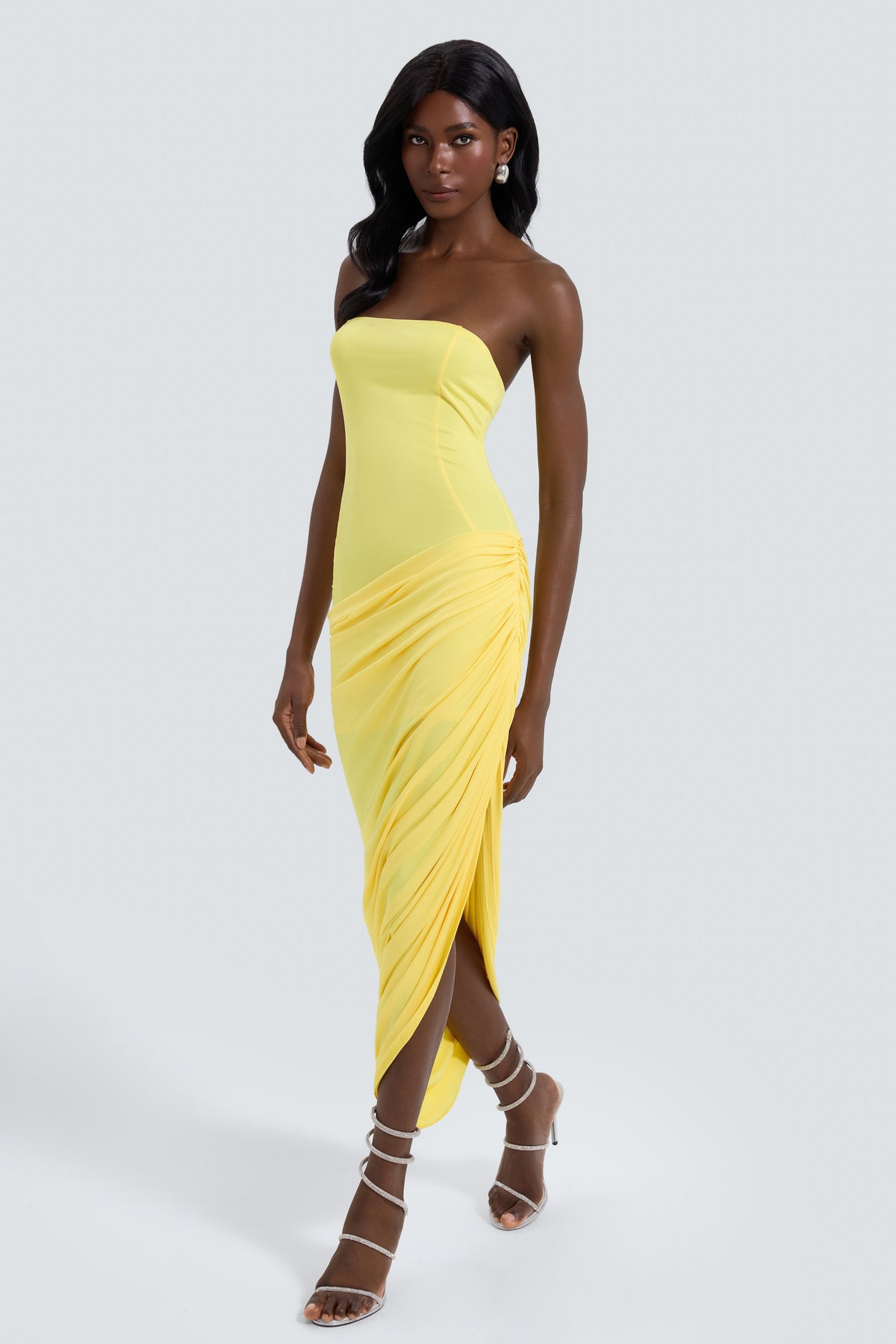 Jersey Off-Shoulder Ruch Midi Dress
