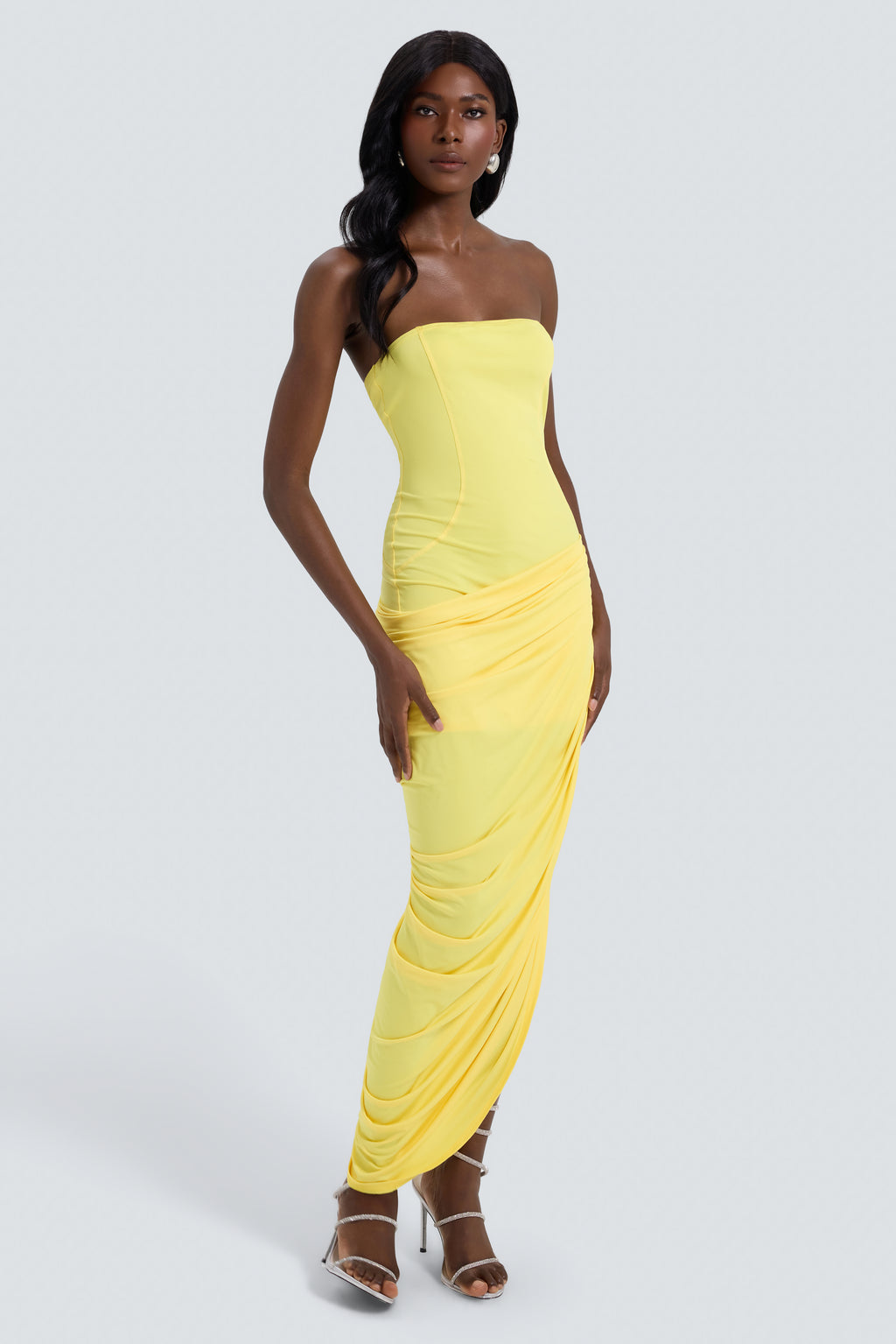 Jersey Off-Shoulder Ruch Midi Dress