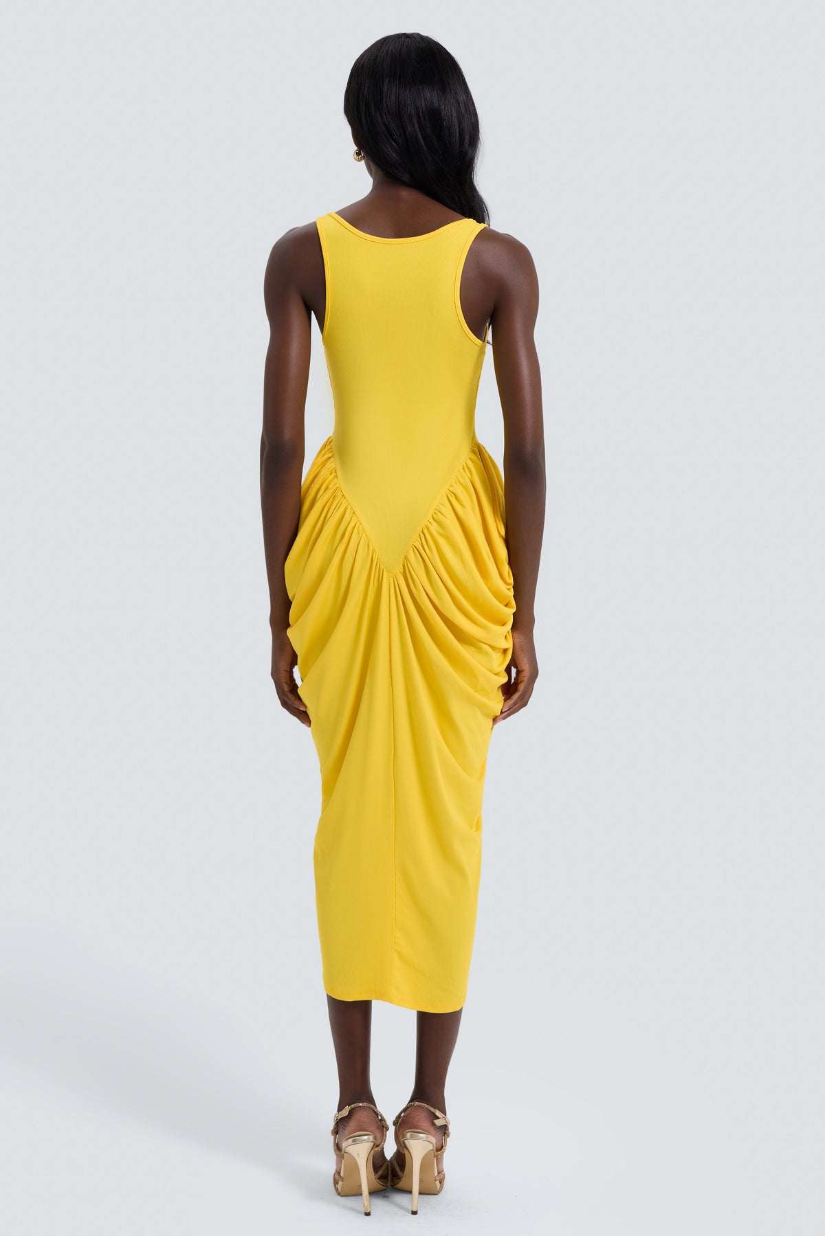 Jersey Sleeveless Gathering Midi Dress