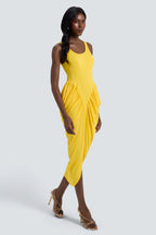 Jersey Sleeveless Gathering Midi Dress