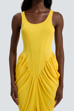 Jersey Sleeveless Gathering Midi Dress