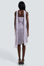 Satin Tassel Off-Shouler Midi Dress