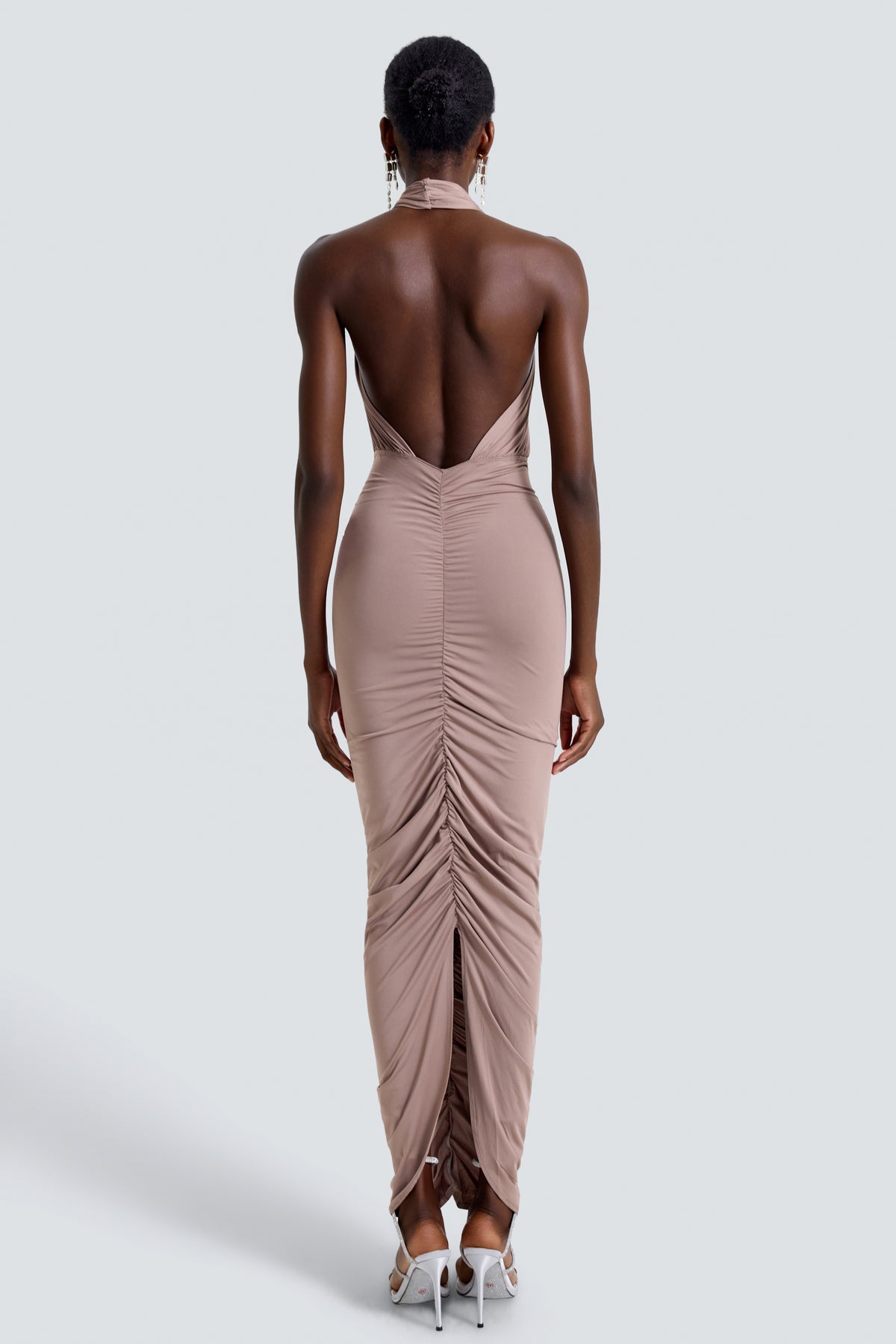 Jersey Gathering Cut-Out Midi Dress
