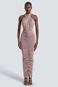 Jersey Gathering Cut-Out Midi Dress