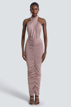 Jersey Gathering Cut-Out Midi Dress