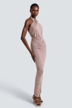 Jersey Gathering Cut-Out Midi Dress