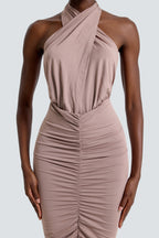 Jersey Gathering Cut-Out Midi Dress