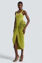 Jersey Sleeveless Gathering Midi Dress