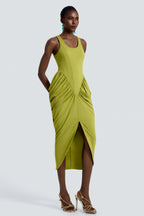 Jersey Sleeveless Gathering Midi Dress