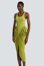 Jersey Sleeveless Gathering Midi Dress