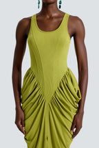 Jersey Sleeveless Gathering Midi Dress