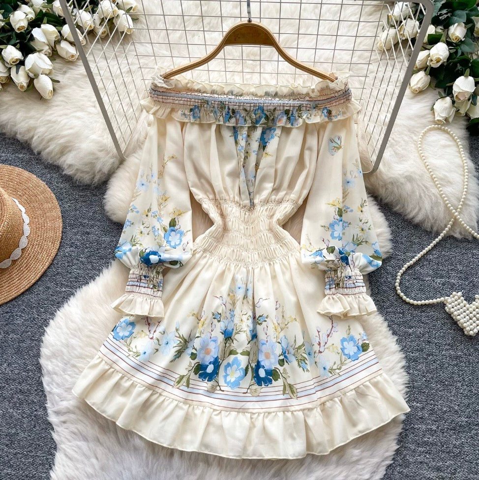 Elegant Off-shoulder Print Dress