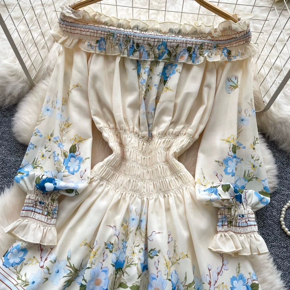 Elegant Off-shoulder Print Dress