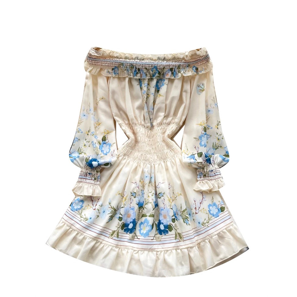 Elegant Off-shoulder Print Dress
