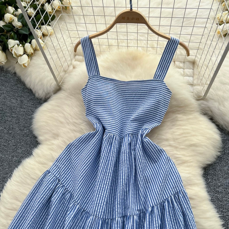 Mori Blue Stripe Slip Dress