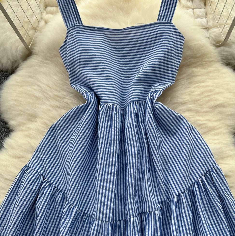 Mori Blue Stripe Slip Dress