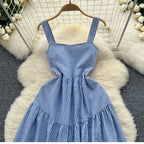 Mori Blue Stripe Slip Dress