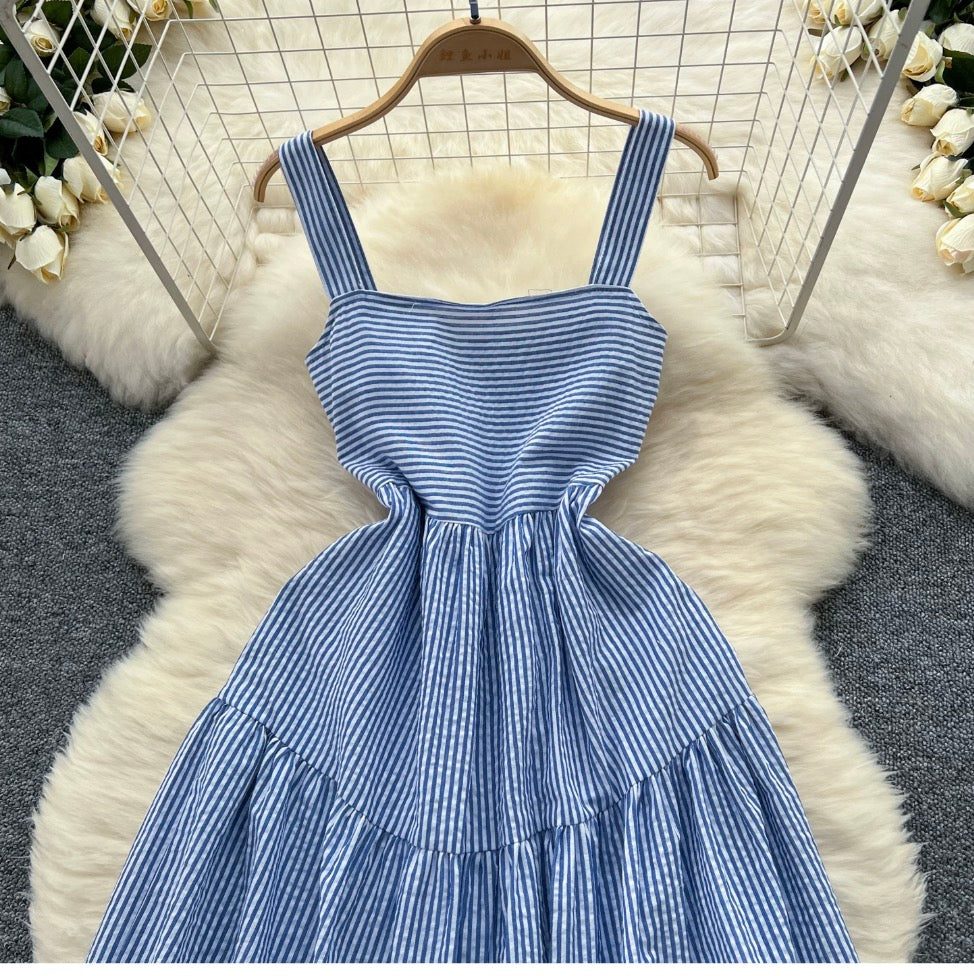 Mori Blue Stripe Slip Dress