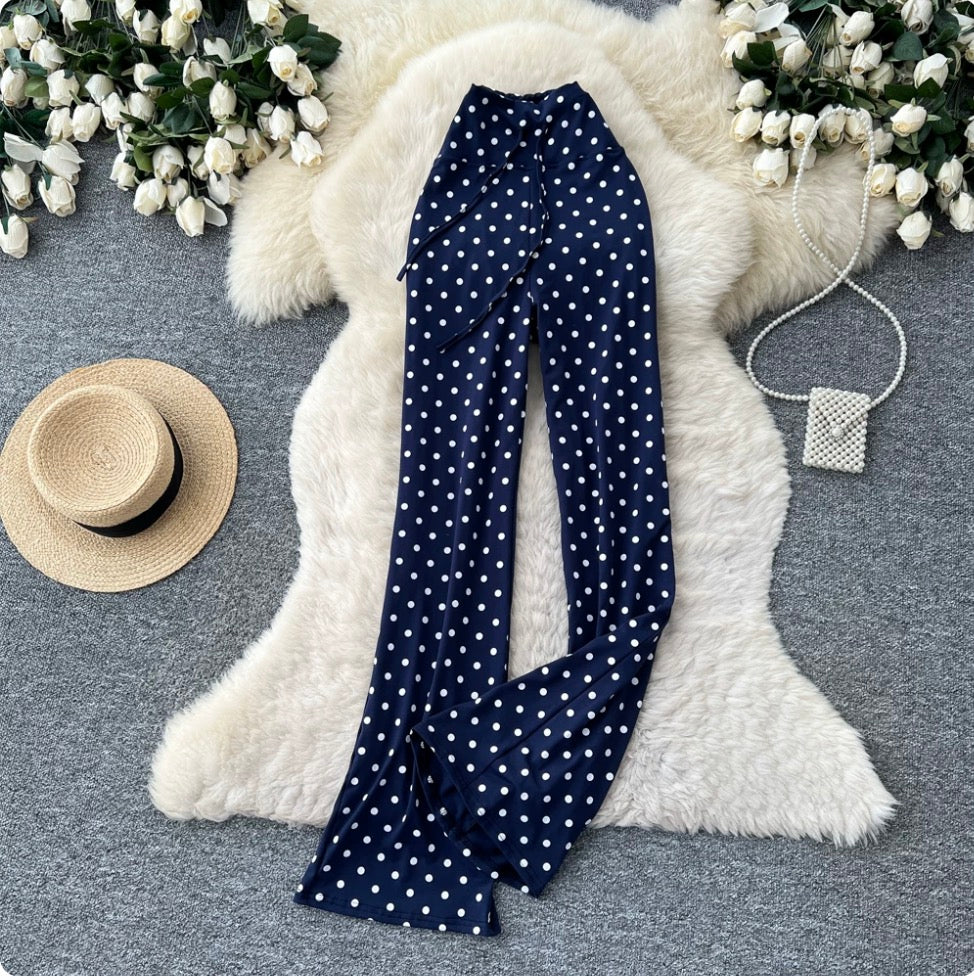 Casual Polka Dot Straight Pants