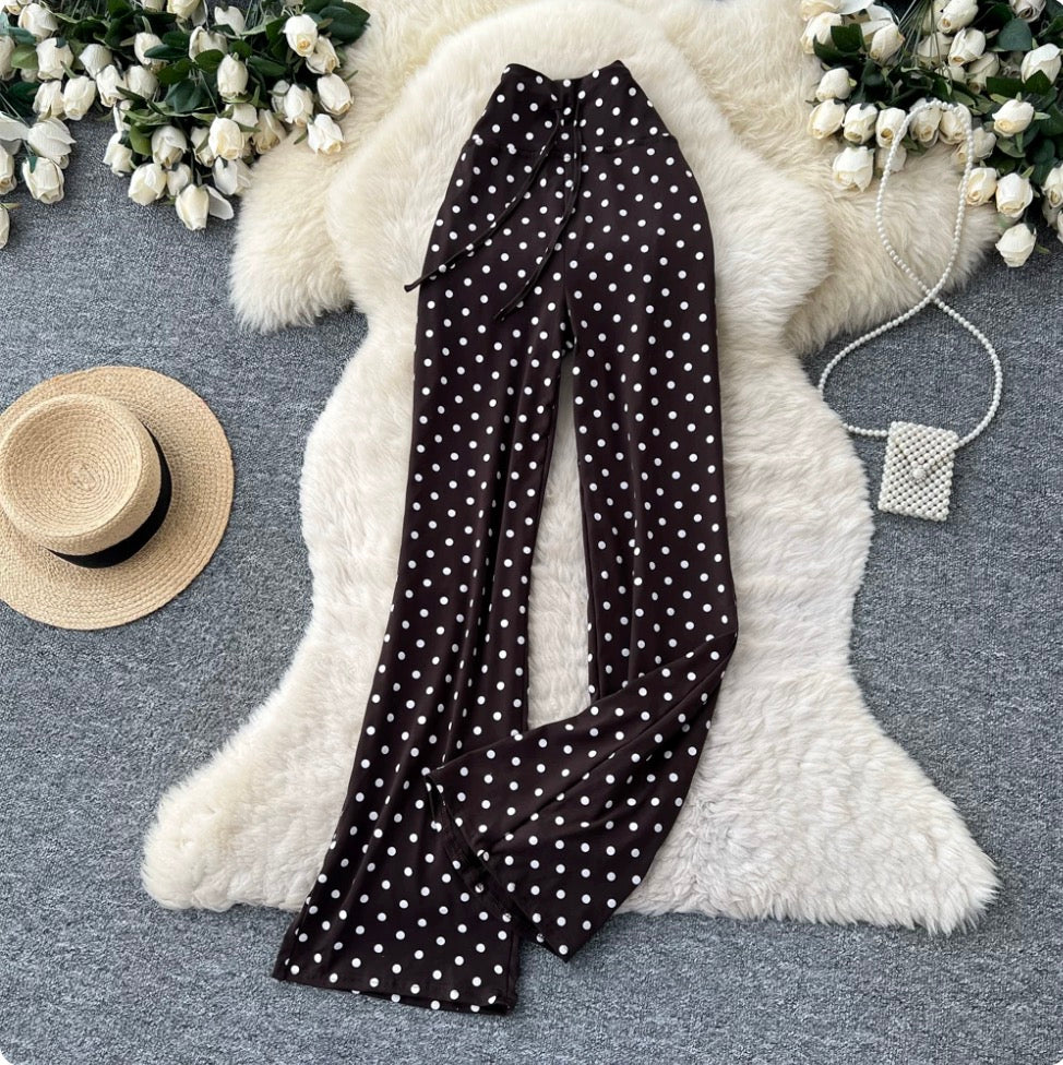 Casual Polka Dot Straight Pants