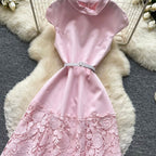 Elegant Lace Patchwork Sleeveless Dress