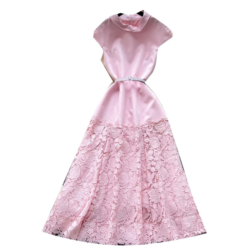 Elegant Lace Patchwork Sleeveless Dress