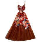 Tie-dye Print Mesh Slip Dress