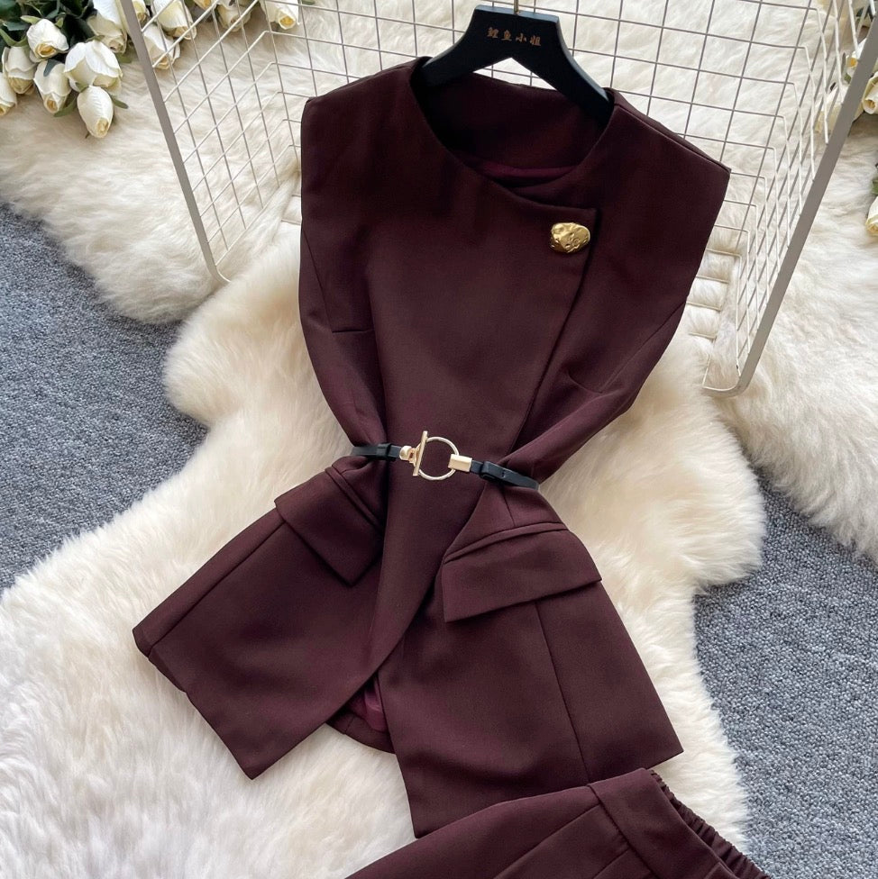 Vest & Wide-leg Trousers Casual 2Pcs