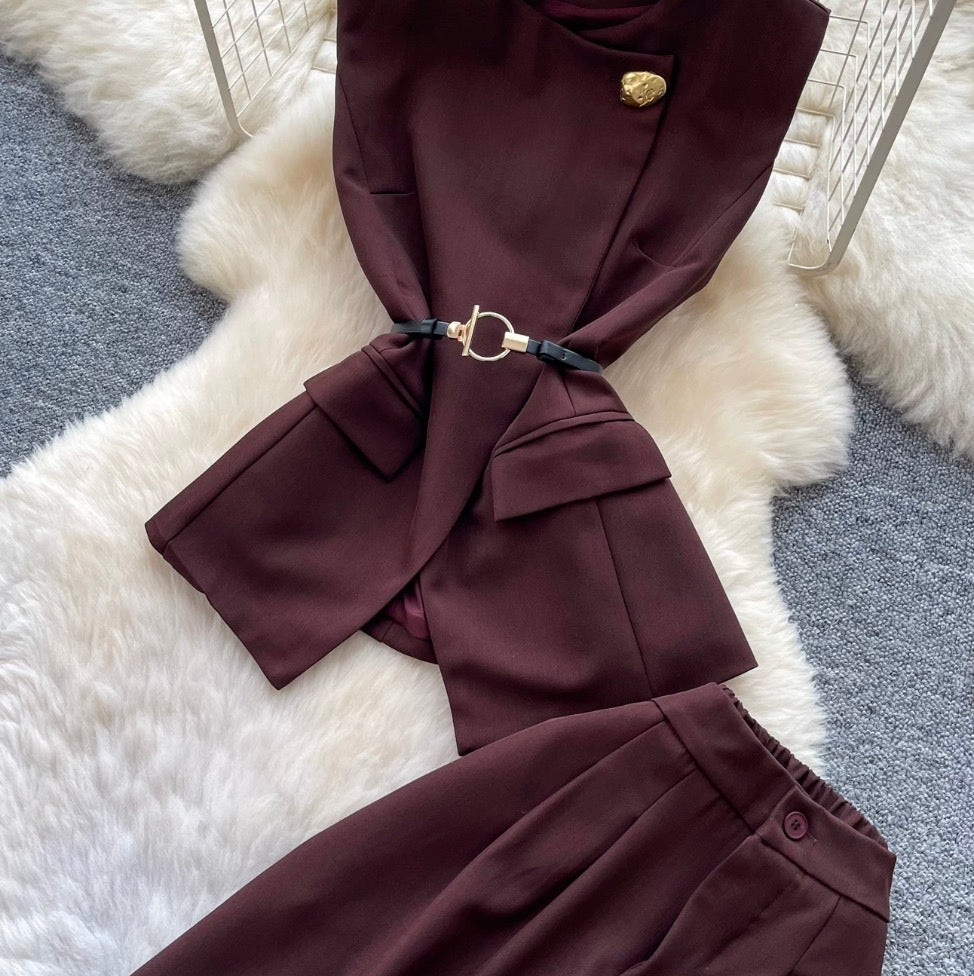 Vest & Wide-leg Trousers Casual 2Pcs