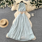Backless Patchwork Sleeveless Dress