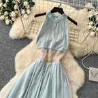 Backless Patchwork Sleeveless Dress