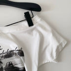 Chic Print Slant Neckline Shirt