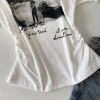 Chic Print Slant Neckline Shirt