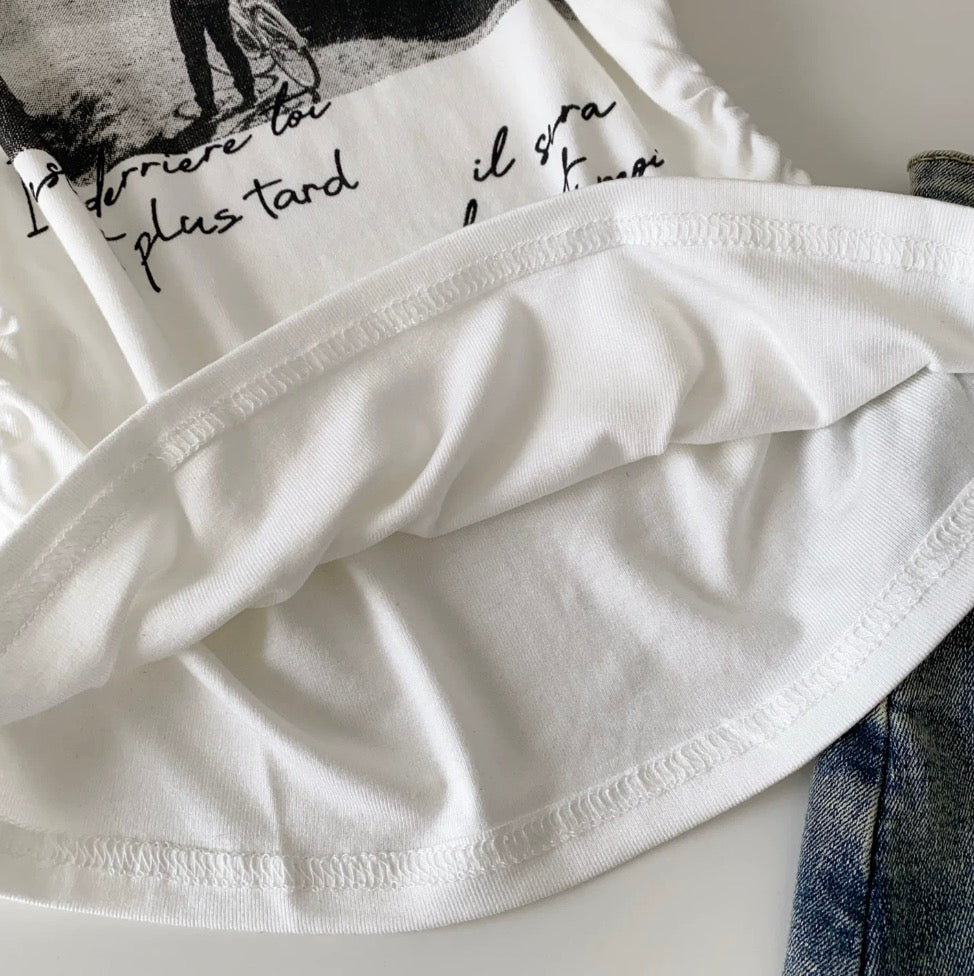 Chic Print Slant Neckline Shirt