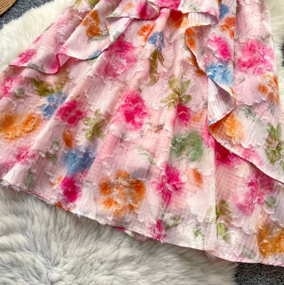 Sweetie Colorful Floral Halter Dress