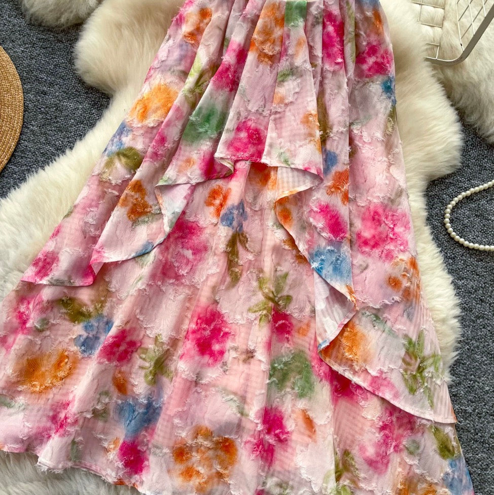 Sweetie Colorful Floral Halter Dress